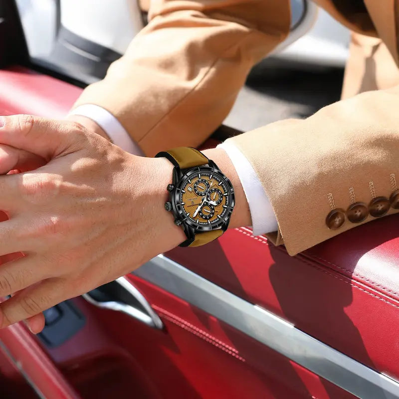 Montre Homme Cuir Quartz Chronographe