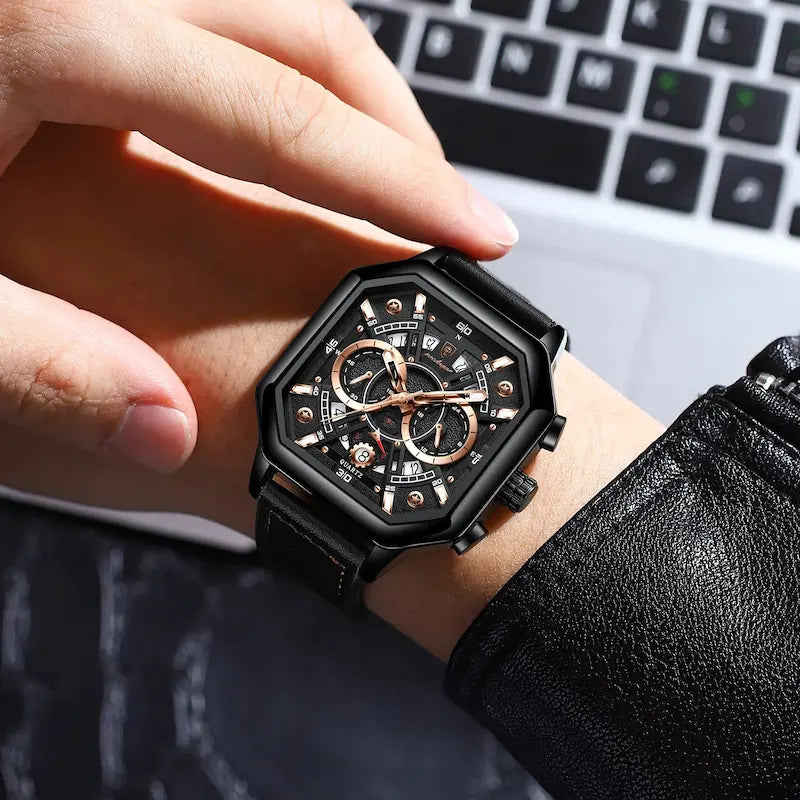 Montre homme cuir quartz sport étanche