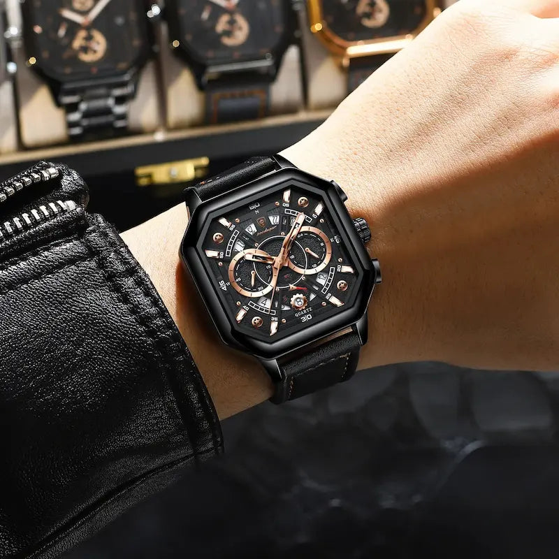 Montre homme cuir quartz sport étanche