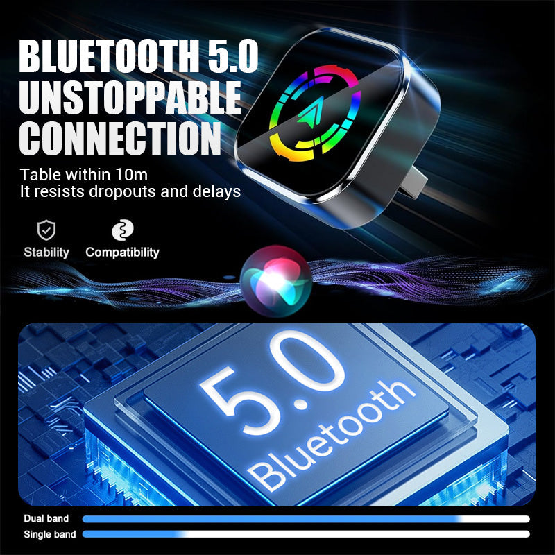 Adaptateur sans fil 2-en-1 pour iPhone et Android Car