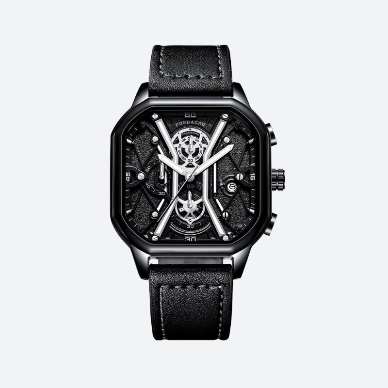 Montre homme cuir carré chronographe