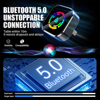 Adaptateur sans fil 2-en-1 pour iPhone et Android Car